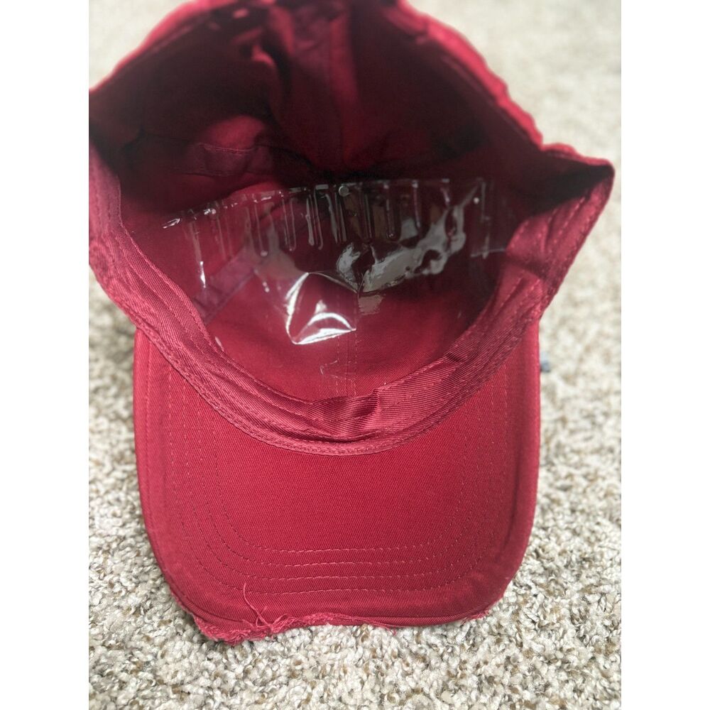 Burgundy Distressed Baseball Cap - Picture 7 of 7
